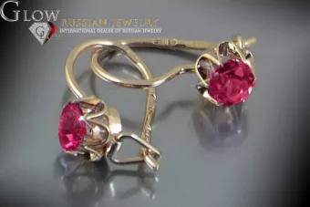 Vintage rose pink 14k 585 gold earrings vec069 alexandrite ruby emerald sapphire ...