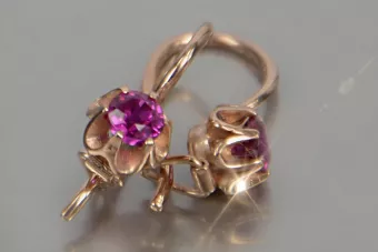 Vintage auskariniai iš 14k 585 rožinio aukso vec069 aleksandritas rubinas emeraldas safiras ...