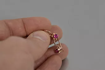 Boucles d’oreilles en or rose soviétique russe 14k 585 vec069 alexandrite rubis émeraude saphir ...