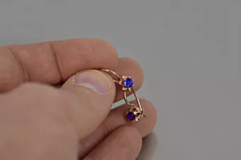 Vintage rose pink 14k 585 gold earrings vec069 alexandrite ruby emerald sapphire ...