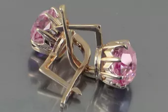 Boucles d’oreilles en or rose soviétique russe 14k 585 vec070 alexandrite rubis émeraude saphir ...