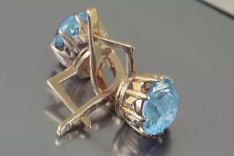 Vintage auskariai iš 14k 585 rožinio aukso vec070 aleksandritas rubinas emeraldas safiras ...