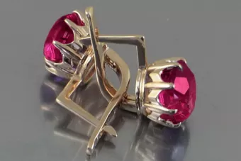 Vintage auskariai iš 14k 585 rožinio aukso vec070 aleksandritas rubinas emeraldas safiras ...