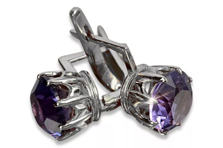 102 / 5 000 Vintage earrings silver 925 with alexandrite ruby ​​sapphire emerald aquamarine zircons vec070s