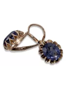 Boucles d’oreilles en or rose soviétique russe 14k 585 vec074 alexandrite rubis émeraude saphir ...