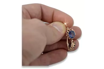 Ruso soviético rosa rosa 14k 585 pendientes de oro vec074 alejandrita rubí esmeralda zafiro ...