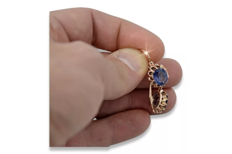 Russische Sowjetische Rose Pink 14k 585 Gold Ohrringe vec074 Alexandrit Rubin Smaragd Saphir ...