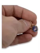 Vintažiniai auskarai iš 14k 585 rožinio aukso vec074 aleksandrito rubino smaragdo safyro...