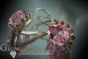 Ruso soviético rosa rosa 14k 585 pendientes de oro vec074 alejandrita rubí esmeralda zafiro ...