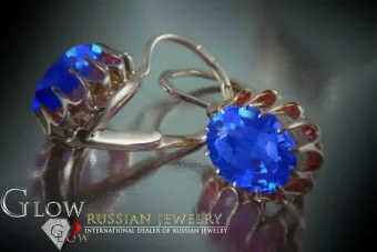 Boucles d’oreilles en or rose soviétique russe 14k 585 vec074 alexandrite rubis émeraude saphir ...