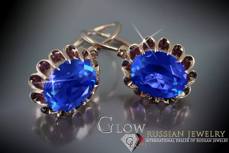 Russische Sowjetische Rose Pink 14k 585 Gold Ohrringe vec074 Alexandrit Rubin Smaragd Saphir ...