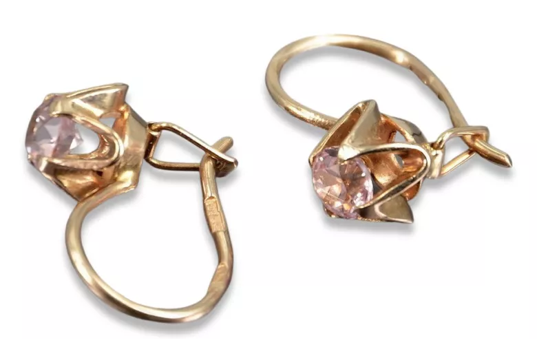 Russische Sowjetische Rose Pink 14k 585 Gold Ohrringe vec004 Alexandrit Rubin Smaragd Saphir ...