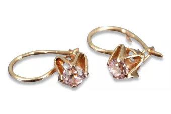 Vintage rose pink 14k 585 gold earrings vec004 alexandrite ruby emerald sapphire ...