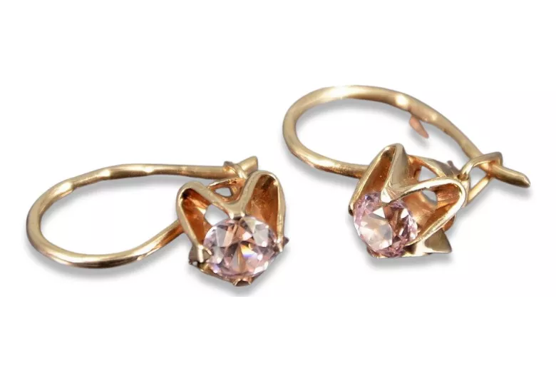 Russische Sowjetische Rose Pink 14k 585 Gold Ohrringe vec004 Alexandrit Rubin Smaragd Saphir ...