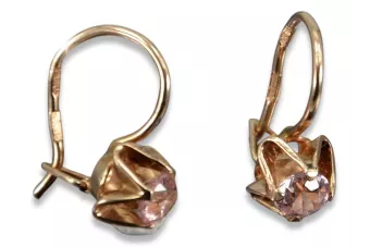 Vintage rose pink 14k 585 gold earrings vec004 alexandrite ruby emerald sapphire ...