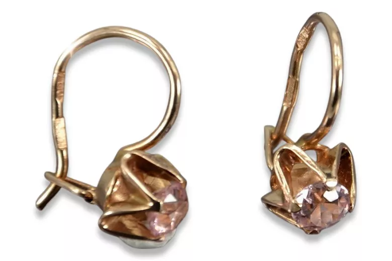 Russische Sowjetische Rose Pink 14k 585 Gold Ohrringe vec004 Alexandrit Rubin Smaragd Saphir ...