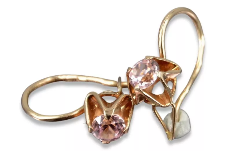 Russische Sowjetische Rose Pink 14k 585 Gold Ohrringe vec004 Alexandrit Rubin Smaragd Saphir ...