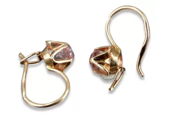 Vintage rose pink 14k 585 gold earrings vec004 alexandrite ruby emerald sapphire ...