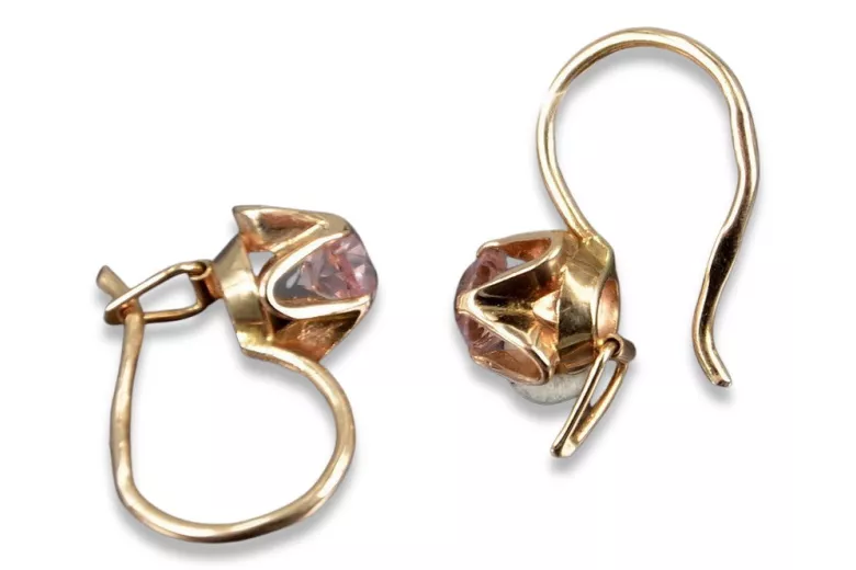 Russische Sowjetische Rose Pink 14k 585 Gold Ohrringe vec004 Alexandrit Rubin Smaragd Saphir ...