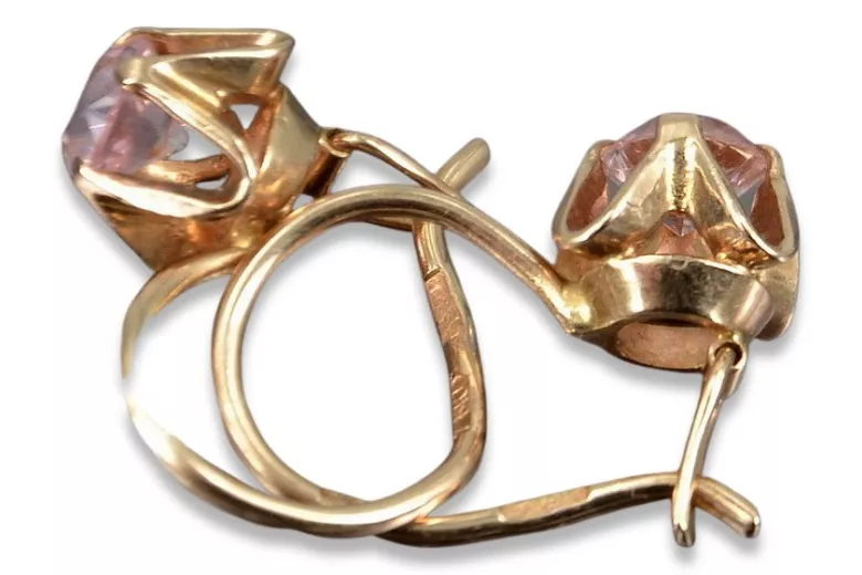 Russische Sowjetische Rose Pink 14k 585 Gold Ohrringe vec004 Alexandrit Rubin Smaragd Saphir ...