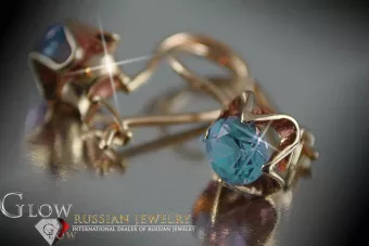 Vintage rose pink 14k 585 gold earrings vec004 alexandrite ruby emerald sapphire ...