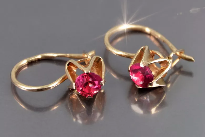 Ruso soviético rosa rosa 14k 585 pendientes de oro vec004 alejandrita rubí esmeralda zafiro ...