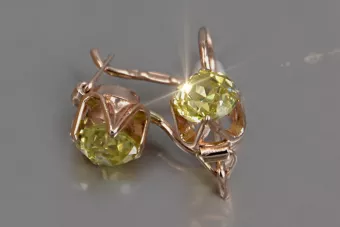 Vintage rose pink 14k 585 gold earrings vec004 alexandrite ruby emerald sapphire ...