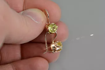 Vintage rose pink 14k 585 gold earrings vec004 alexandrite ruby emerald sapphire ...