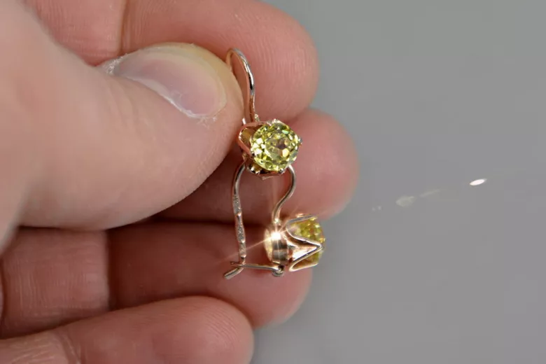 Ruso soviético rosa rosa 14k 585 pendientes de oro vec004 alejandrita rubí esmeralda zafiro ...