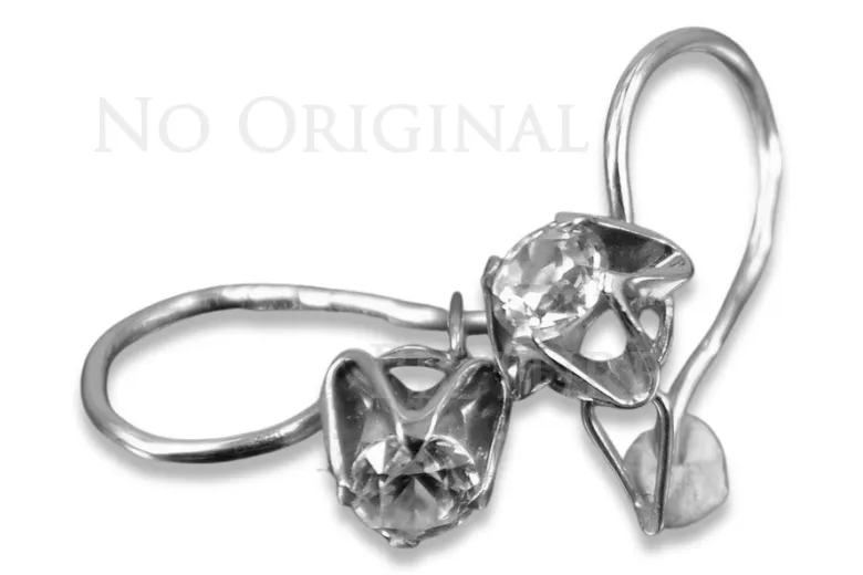 Vintage rose pink 14k 585 gold earrings vec004 alexandrite ruby emerald sapphire ...