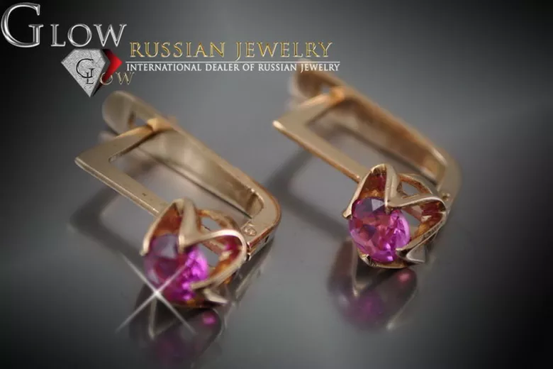Руски съветски розово розово 14k 585 златни обеци vec005 александрит рубин изумруден сапфир ...