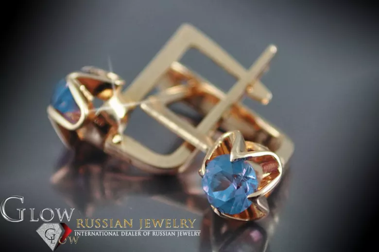 Rus sovietic a crescut roz 14k 585 cercei de aur vec005 alexandrit rubin smarald safir ...
