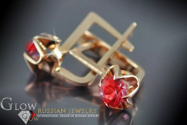 Руски съветски розово розово 14k 585 златни обеци vec005 александрит рубин изумруден сапфир ...