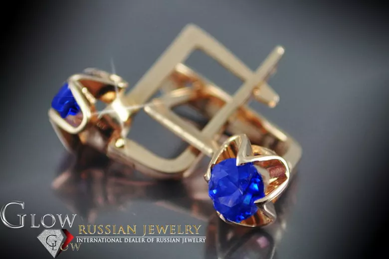 Russische Sowjetische Rose Pink 14k 585 Gold Ohrringe vec005 Alexandrit Rubin Smaragd Saphir ...