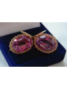 Boucles d’oreilles en or rose soviétique russe 14k 585 vec007 alexandrite rubis émeraude saphir ...