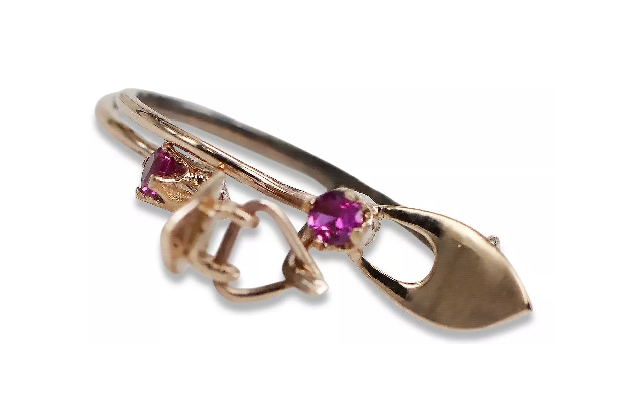 Vintage rose pink 14k 585 gold earrings vec008 alexandrite ruby emerald sapphire ...