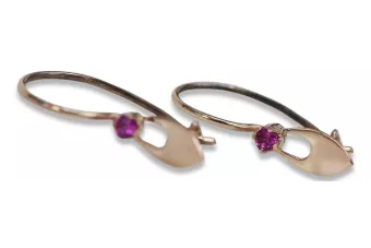 Vintage rose pink 14k 585 gold earrings vec008 alexandrite ruby emerald sapphire ...