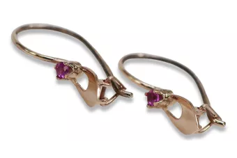 Vintage rose pink 14k 585 gold earrings vec008 alexandrite ruby emerald sapphire ...