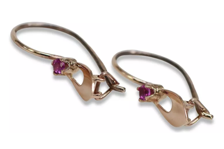 Russische Sowjetische Rose Pink 14k 585 Gold Ohrringe vec008 Alexandrit Rubin Smaragd Saphir ...
