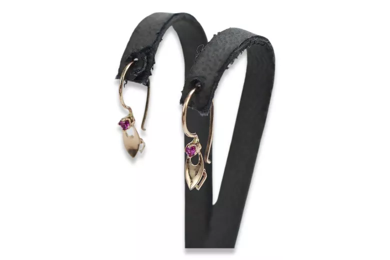 Russische Sowjetische Rose Pink 14k 585 Gold Ohrringe vec008 Alexandrit Rubin Smaragd Saphir ...