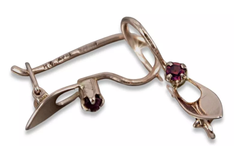 Russische Sowjetische Rose Pink 14k 585 Gold Ohrringe vec008 Alexandrit Rubin Smaragd Saphir ...