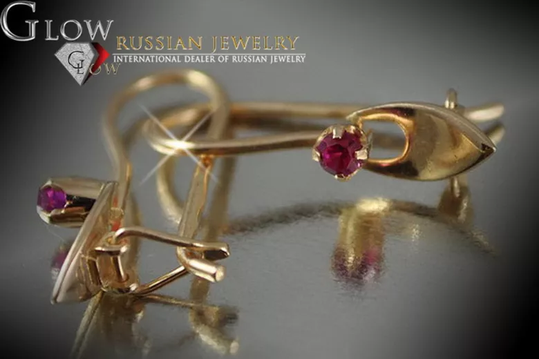 Rus sovietic a crescut roz 14k 585 cercei de aur vec008 alexandrit rubin smarald safir ...