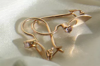 Ruso soviético rosa rosa 14k 585 pendientes de oro vec008 alejandrita rubí esmeralda zafiro ...