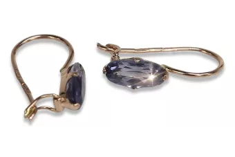 Vintage rose pink 14k 585 gold earrings vec011 alexandrite ruby emerald sapphire ...