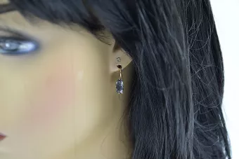 Vintažiniai auskarai iš 14k 585 rožinio aukso vec011 aleksandrito rubino smaragdo safyro...