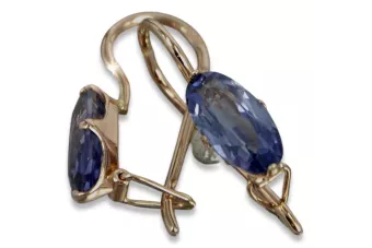 Vintažiniai auskarai iš 14k 585 rožinio aukso vec011 aleksandrito rubino smaragdo safyro...