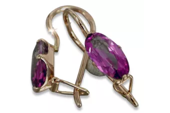 Vintage rose pink 14k 585 gold earrings vec011 alexandrite ruby emerald sapphire ...