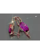 Vintage rose pink 14k 585 gold earrings vec011 alexandrite ruby emerald sapphire ...