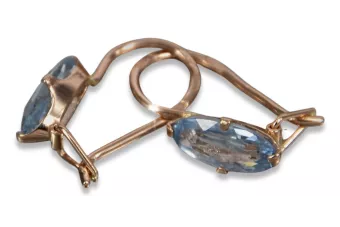 Vintažiniai auskarai iš 14k 585 rožinio aukso vec011 aleksandrito rubino smaragdo safyro...