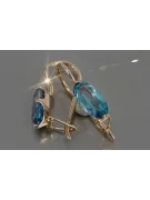 Boucles d’oreilles en or rose soviétique russe 14k 585 vec011 alexandrite rubis émeraude saphir ...